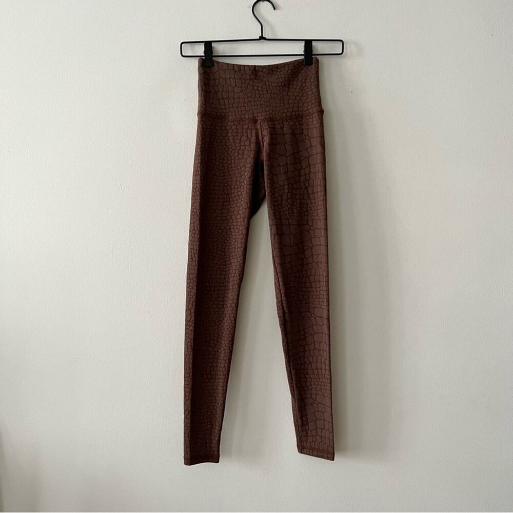 Strut This Brown Croc Embossed High Rise Leggings